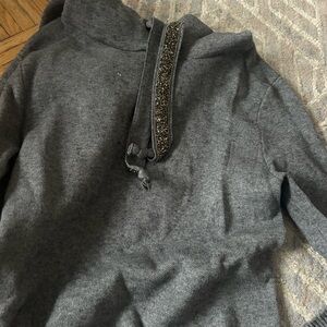 Gray Womens Zara Sweater with Embellished Collar